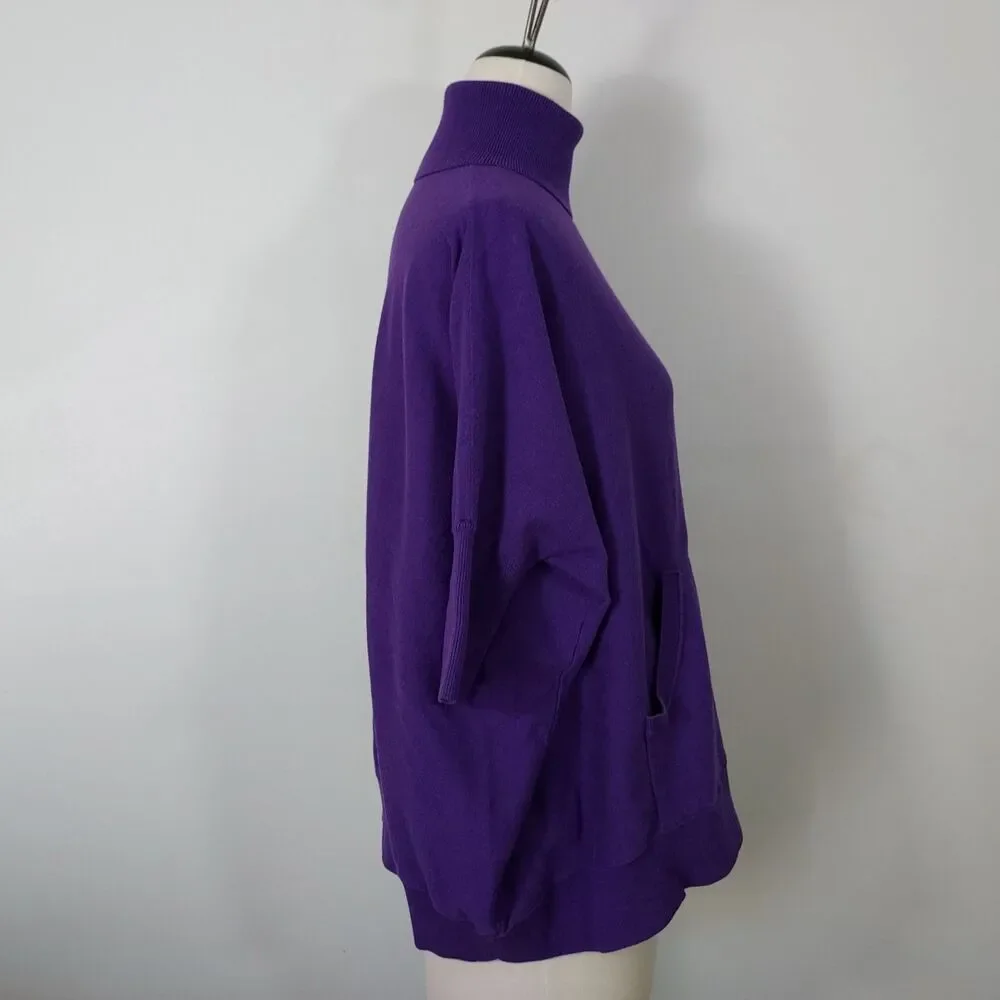 MICHAEL Michael Kors Sweater Top Boxy Oversize Turtleneck Handwarmer Women XS